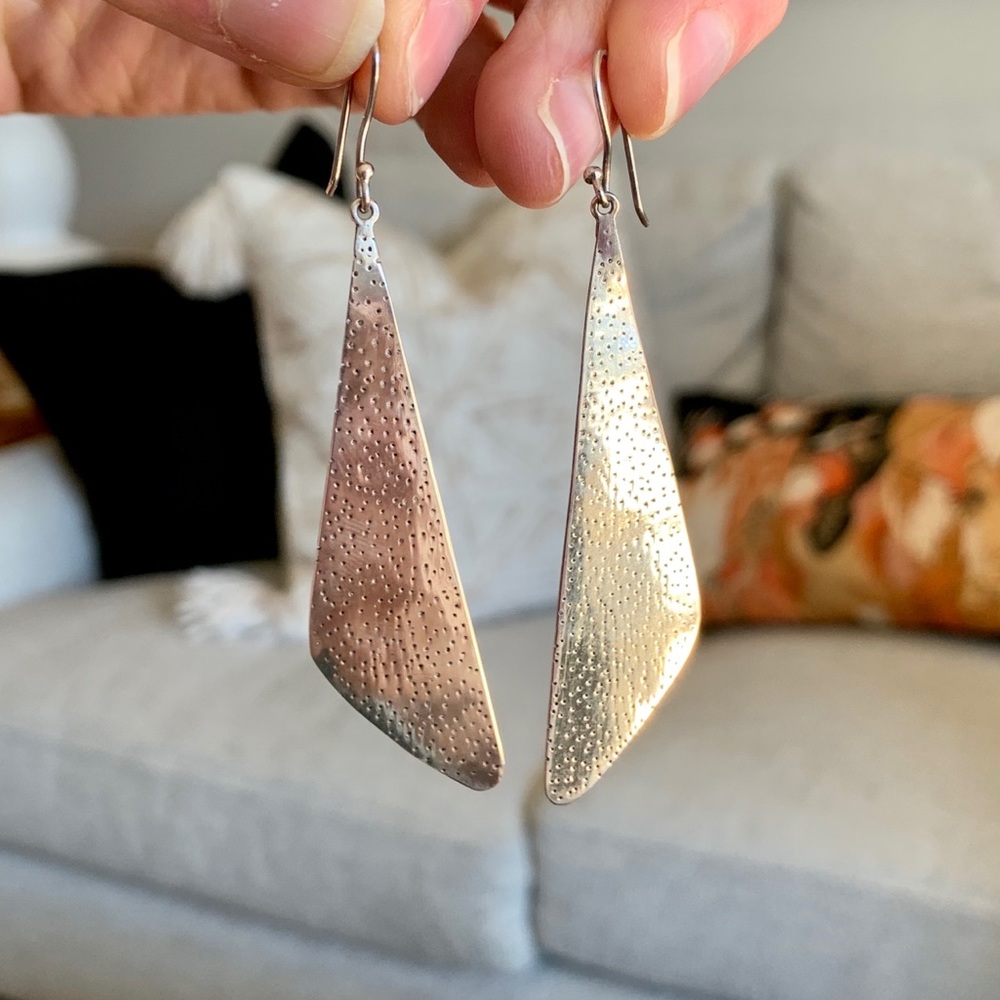 Hammered Silver Statement Earrings - image 4